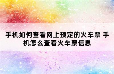 手机如何查看网上预定的火车票 手机怎么查看火车票信息